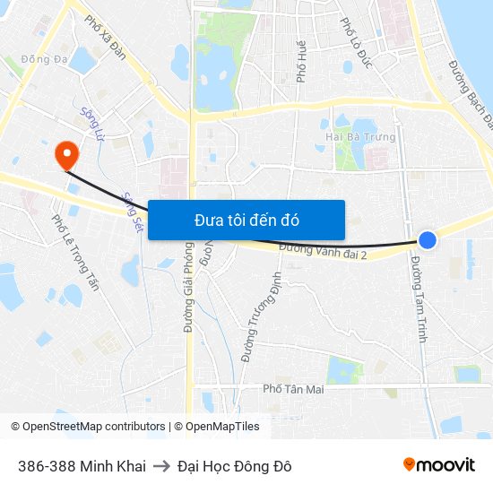 386-388 Minh Khai to Đại Học Đông Đô map