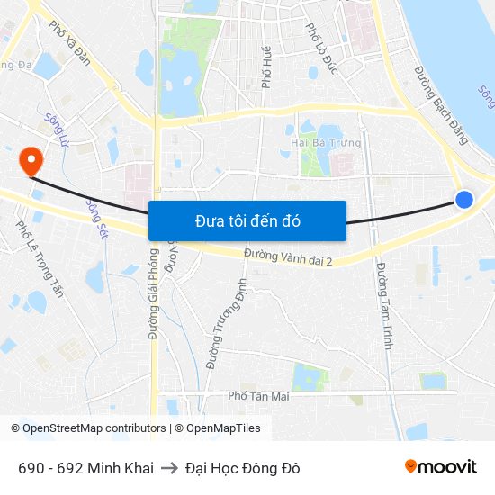 690 - 692 Minh Khai to Đại Học Đông Đô map