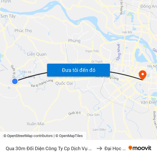 Qua 30m Đối Diện Công Ty Cp Dịch Vụ Bảo Vệ Kcn Cao Hòa Lạc - Ql21 to Đại Học Đông Đô map