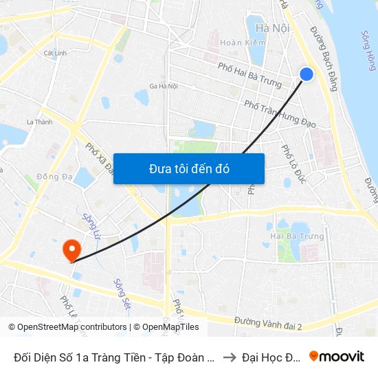 Đối Diện Số 1a Tràng Tiền - Tập Đoàn Hóa Chất Việt Nam to Đại Học Đông Đô map