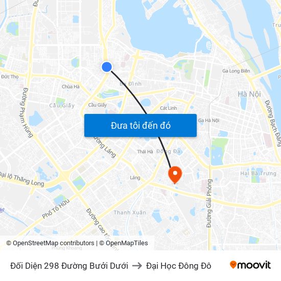 Đối Diện 298 Đường Bưởi Dưới to Đại Học Đông Đô map