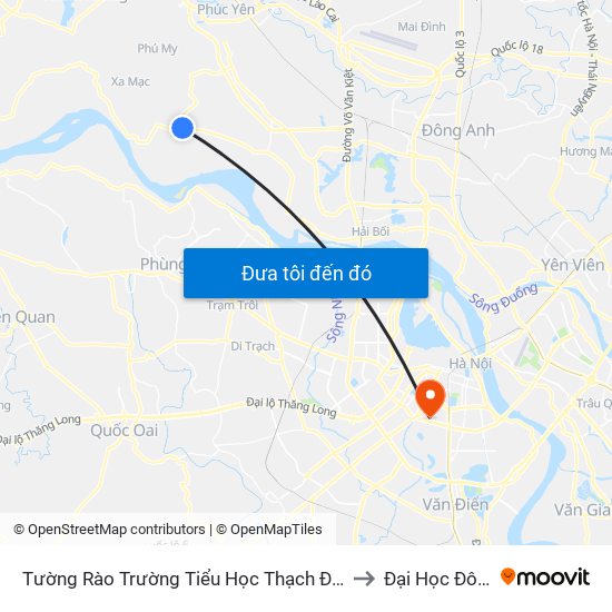 Tường Rào Trường Tiểu Học Thạch Đà B - Thạch Đà to Đại Học Đông Đô map