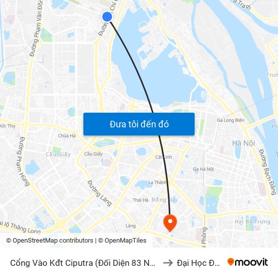 Cổng Vào Kđt Ciputra (Đối Diện 83 Nguyễn Hoàng Tôn) to Đại Học Đông Đô map