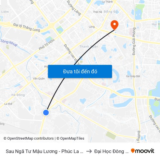 Sau Ngã Tư Mậu Lương - Phúc La 50m to Đại Học Đông Đô map