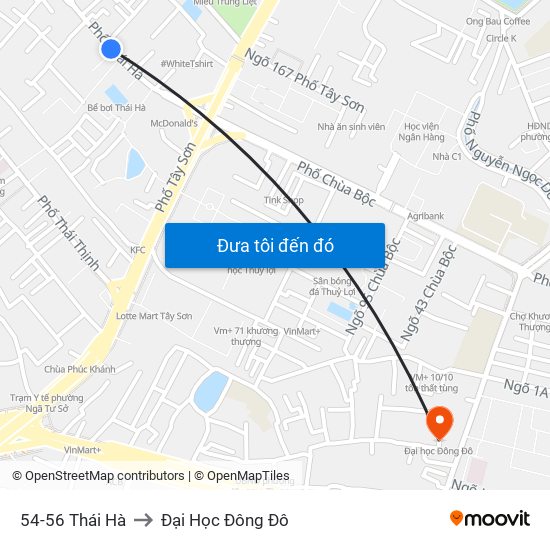 54-56 Thái Hà to Đại Học Đông Đô map