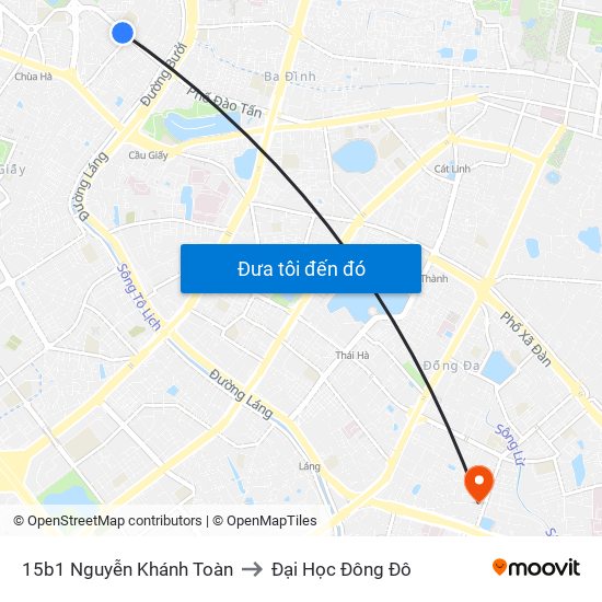 15b1 Nguyễn Khánh Toàn to Đại Học Đông Đô map