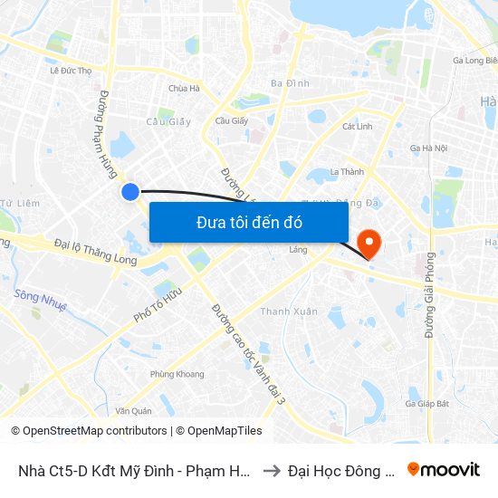 Nhà Ct5-D Kđt Mỹ Đình - Phạm Hùng to Đại Học Đông Đô map