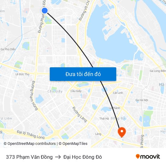 373 Phạm Văn Đồng to Đại Học Đông Đô map