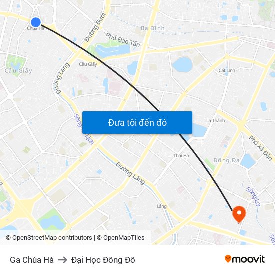 Ga Chùa Hà to Đại Học Đông Đô map