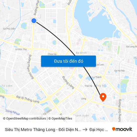 Siêu Thị Metro Thăng Long - Đối Diện Ngõ 599 Phạm Văn Đồng to Đại Học Đông Đô map