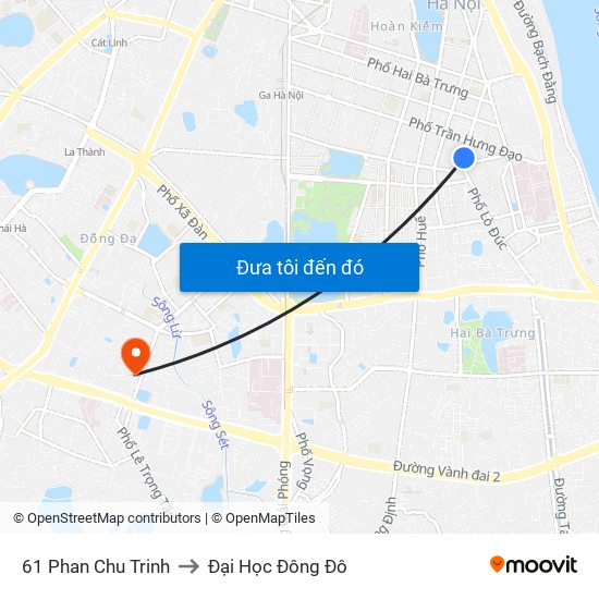 61 Phan Chu Trinh to Đại Học Đông Đô map