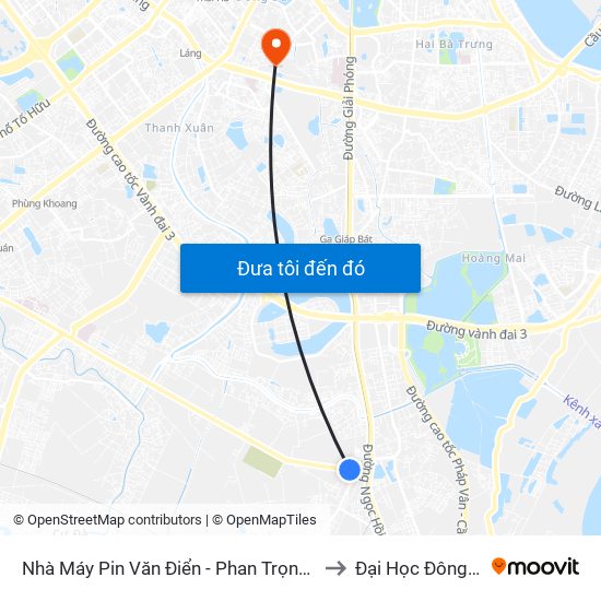 Nhà Máy Pin Văn Điển - Phan Trọng Tuệ to Đại Học Đông Đô map