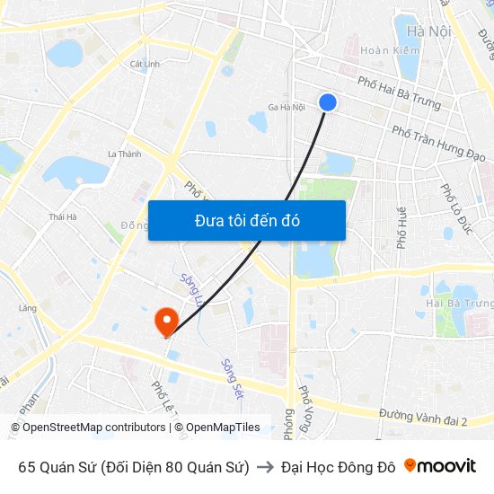 65 Quán Sứ (Đối Diện 80 Quán Sứ) to Đại Học Đông Đô map