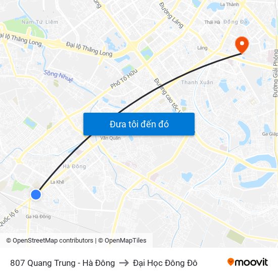 807 Quang Trung - Hà Đông to Đại Học Đông Đô map