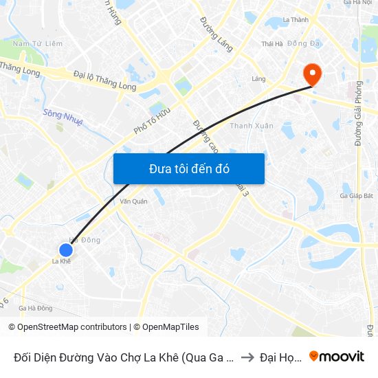 Đối Diện Đường Vào Chợ La Khê (Qua Ga Metro La Khê) - 405 Quang Trung (Hà Đông) to Đại Học Đông Đô map