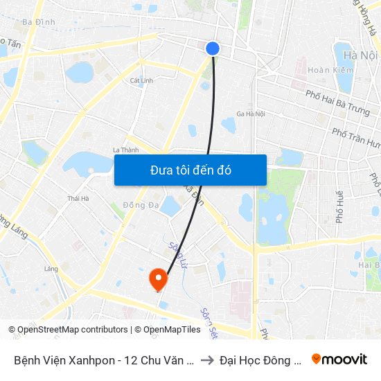 Bệnh Viện Xanhpon - 12 Chu Văn An to Đại Học Đông Đô map