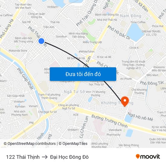 122 Thái Thịnh to Đại Học Đông Đô map