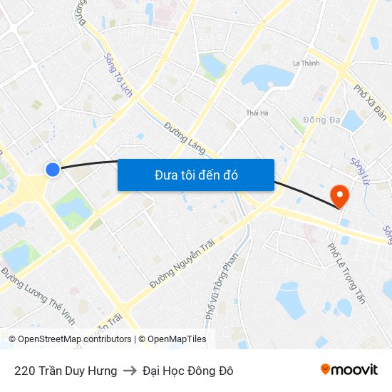 220 Trần Duy Hưng to Đại Học Đông Đô map