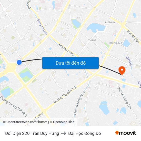 Đối Diện 220 Trần Duy Hưng to Đại Học Đông Đô map