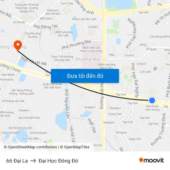66 Đại La to Đại Học Đông Đô map