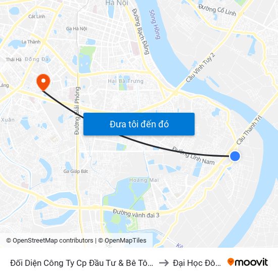 Đối Diện Công Ty Cp Đầu Tư & Bê Tông Thịnh Liệt to Đại Học Đông Đô map