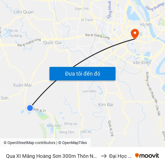 Qua XI Măng Hoàng Sơn 300m Thôn Nam Sơn - Đường Hồ Chí Minh to Đại Học Đông Đô map