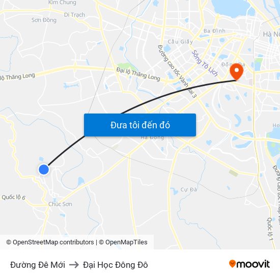 Đường Đê Mới to Đại Học Đông Đô map