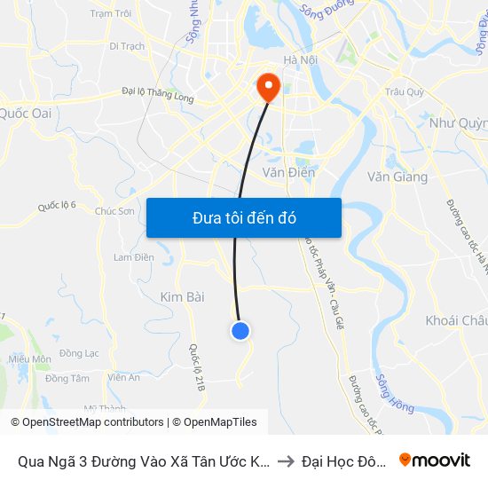 Qua Ngã 3 Đường Vào Xã Tân Ước Khoảng 50m to Đại Học Đông Đô map