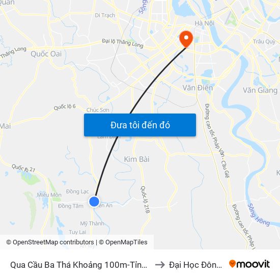 Qua Cầu Ba Thá Khoảng 100m-Tỉnh Lộ 429 to Đại Học Đông Đô map