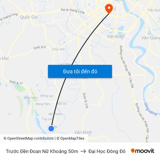 Trước Đền Đoan Nữ Khoảng 50m to Đại Học Đông Đô map