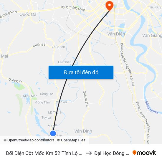 Đối Diện Cột Mốc Km 52 Tỉnh Lộ 419 to Đại Học Đông Đô map