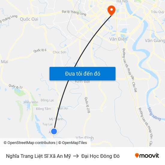 Nghĩa Trang Liệt Sĩ Xã An Mỹ to Đại Học Đông Đô map