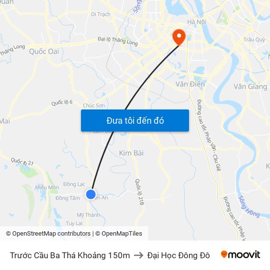 Trước Cầu Ba Thá Khoảng 150m to Đại Học Đông Đô map