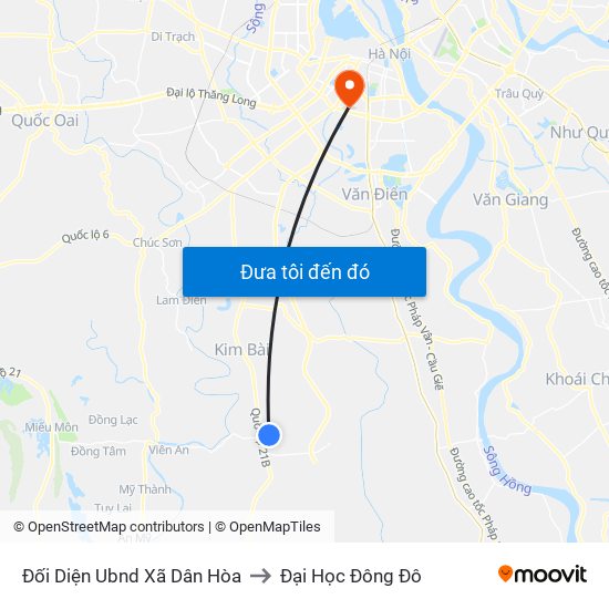 Đối Diện Ubnd Xã Dân Hòa to Đại Học Đông Đô map