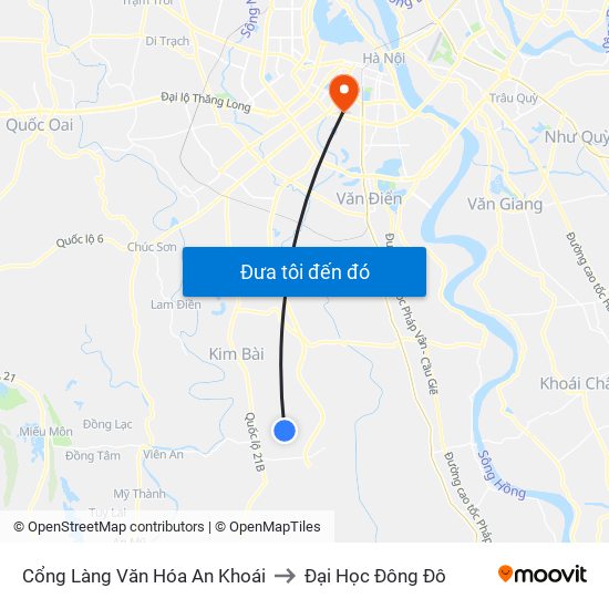 Cổng Làng Văn Hóa An Khoái to Đại Học Đông Đô map