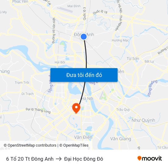 6 Tổ 20 Tt Đông Anh to Đại Học Đông Đô map