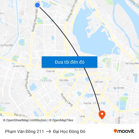 Phạm Văn Đồng 211 to Đại Học Đông Đô map