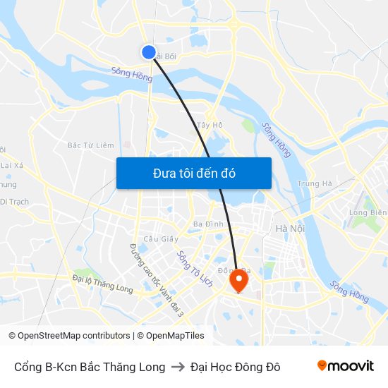 Cổng B-Kcn Bắc Thăng Long to Đại Học Đông Đô map