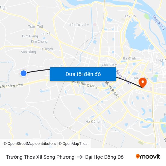 Trường Thcs Xã Song Phương to Đại Học Đông Đô map