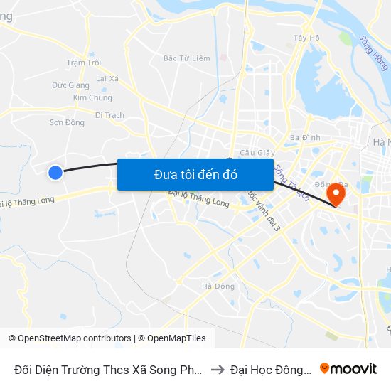 Đối Diện Trường Thcs Xã Song Phương to Đại Học Đông Đô map