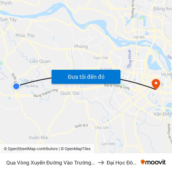 Qua Vòng Xuyến Đường Vào Trường Đh Fpt 50m to Đại Học Đông Đô map