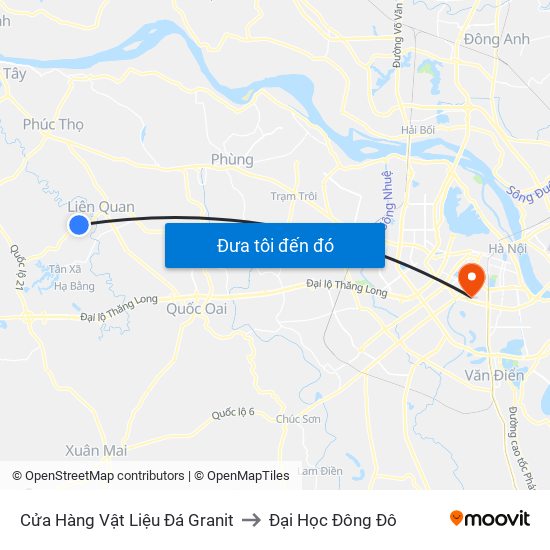 Cửa Hàng Vật Liệu Đá Granit to Đại Học Đông Đô map