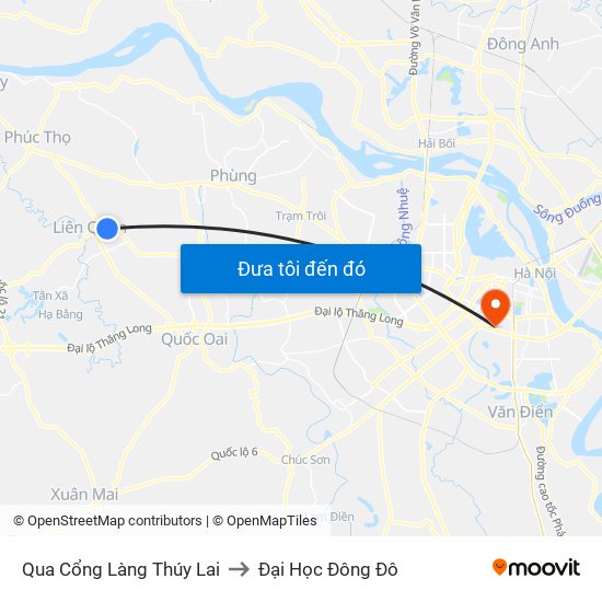 Qua Cổng Làng Thúy Lai to Đại Học Đông Đô map