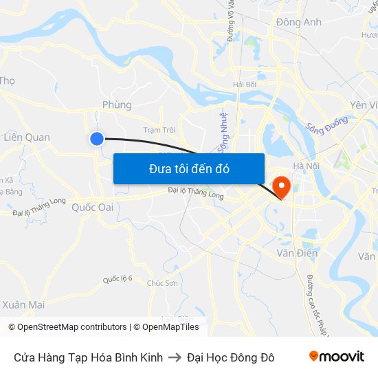 Cửa Hàng Tạp Hóa Bình Kinh to Đại Học Đông Đô map