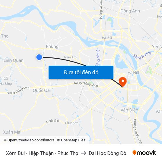 Xóm Bùi - Hiệp Thuận - Phúc Thọ to Đại Học Đông Đô map