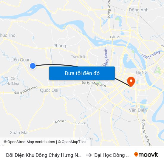 Đối Diện Khu Đồng Cháy Hưng Ngải to Đại Học Đông Đô map