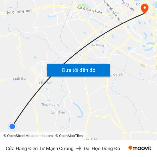 Cửa Hàng Điện Từ Mạnh Cường to Đại Học Đông Đô map