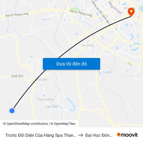 Trước Đối Diện Của Hàng Spa Thanh Tính to Đại Học Đông Đô map