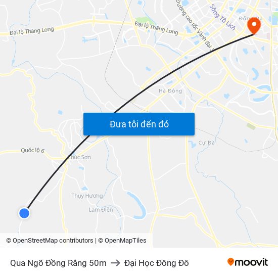 Qua Ngõ Đồng Rằng 50m to Đại Học Đông Đô map