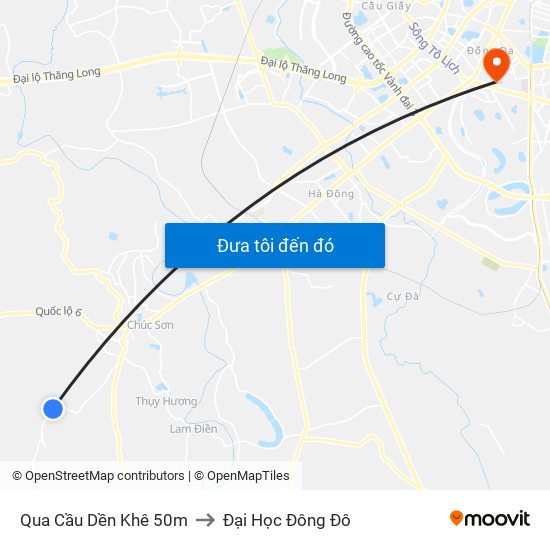 Qua Cầu Dền Khê 50m to Đại Học Đông Đô map